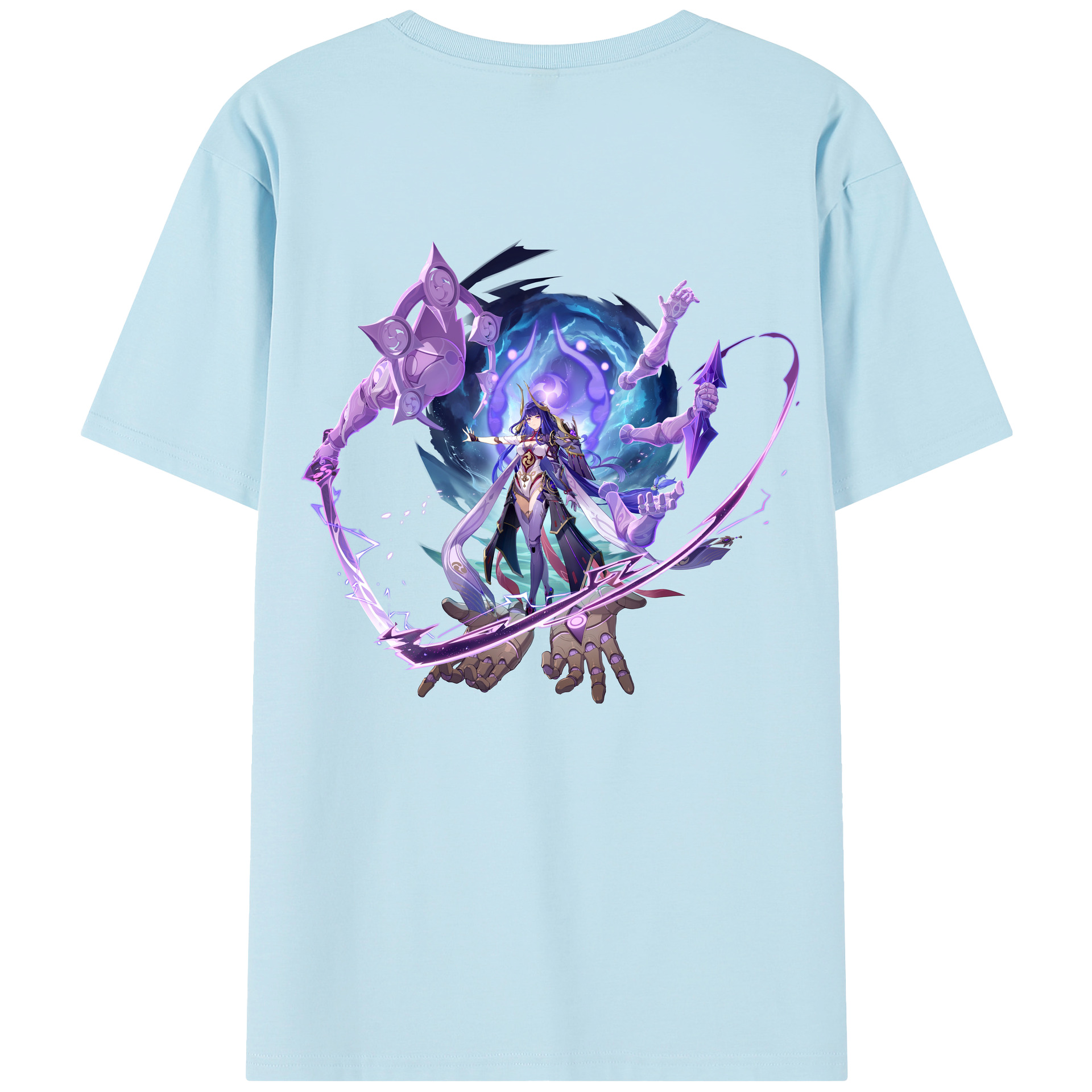 げんし神 雷電将軍 らいでんしょうぐん genshin Raiden Shogun 綿100％半袖Tシャツ（背面プリント）